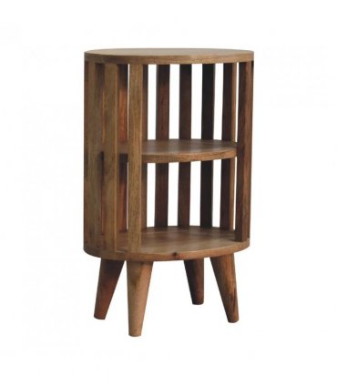 Artisan Furniture Solid Wood Ariella Double Shelf Oak-ish Bedside, Brown, 2 Shelves