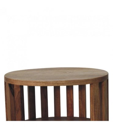 Artisan Furniture Solid Wood Ariella Double Shelf Oak-ish Bedside, Brown, 2 Shelves