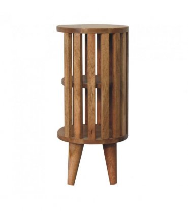 Artisan Furniture Solid Wood Ariella Double Shelf Oak-ish Bedside, Brown, 2 Shelves
