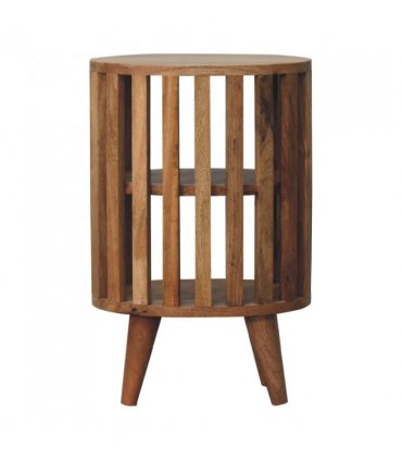 Artisan Furniture Solid Wood Ariella Double Shelf Oak-ish Bedside, Brown, 2 Shelves