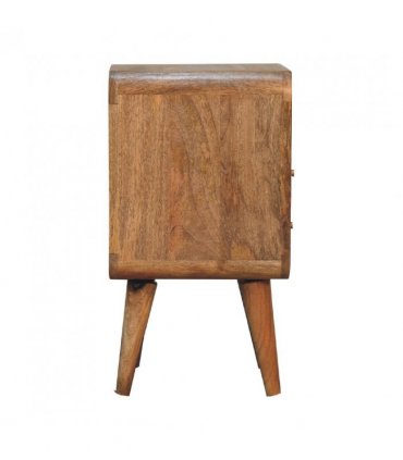 Artisan Furniture Solid Wood Mini Lille Curved Bedside, Brown, 2 Drawers, 1 Open Slot