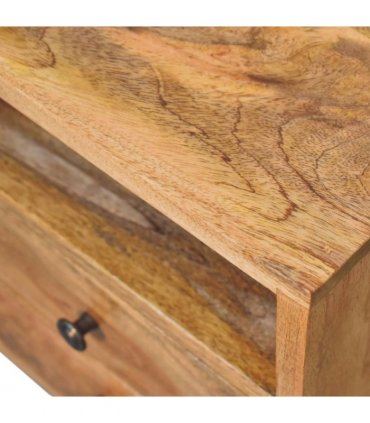 Artisan Furniture Solid Wood Mini Oak-ish Classic Open Bedside, Brown, 2 Drawers, 1 Open Slot