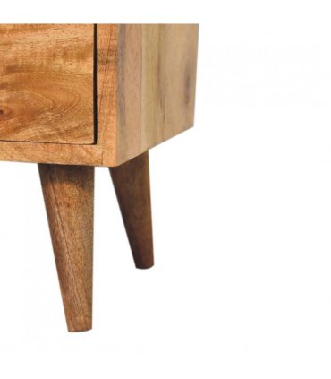 Artisan Furniture Solid Wood Mini Oak-ish Classic Open Bedside, Brown, 2 Drawers, 1 Open Slot