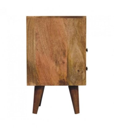 Artisan Furniture Solid Wood Mini Oak-ish Classic Open Bedside, Brown, 2 Drawers, 1 Open Slot