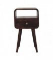 Artisan Furniture Solid Wood Mini California Walnut Curved Bedside with Open Slot, 1 Drawer, 1 Open Slot