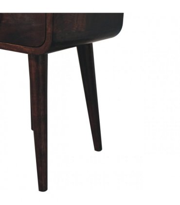 Artisan Furniture Solid Wood Mini California Walnut Curved Bedside with Open Slot, 1 Drawer, 1 Open Slot