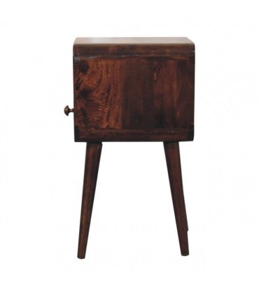 Artisan Furniture Solid Wood Mini California Walnut Curved Bedside with Open Slot, 1 Drawer, 1 Open Slot