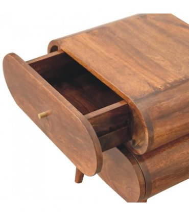 Artisan Furniture Solid Wood Bubble Chestnut Bedside, Brown, 2 Drawers