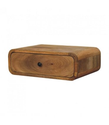 Artisan Furniture Solid Wood Avora Wall-Mounted Oak-ish 1 Drawer Nightstand, Brown