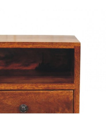 Artisan Furniture Solid Wood Solis 1-Drawer Chestnut Wall Mounted Nightstand, 1 Shelf, Brown
