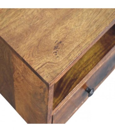 Artisan Furniture Solid Wood Solis 1-Drawer Chestnut Wall Mounted Nightstand, 1 Shelf, Brown