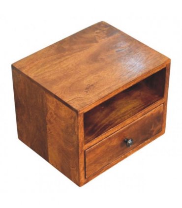 Artisan Furniture Solid Wood Solis 1-Drawer Chestnut Wall Mounted Nightstand, 1 Shelf, Brown