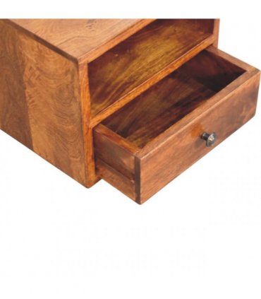 Artisan Furniture Solid Wood Solis 1-Drawer Chestnut Wall Mounted Nightstand, 1 Shelf, Brown