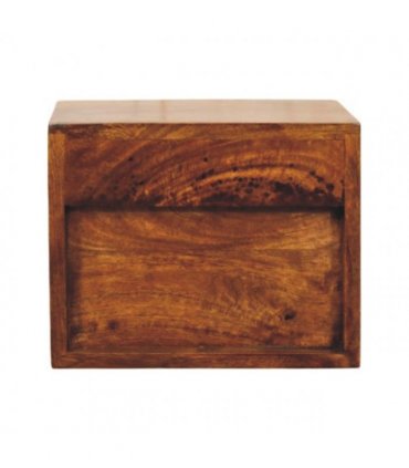 Artisan Furniture Solid Wood Solis 1-Drawer Chestnut Wall Mounted Nightstand, 1 Shelf, Brown