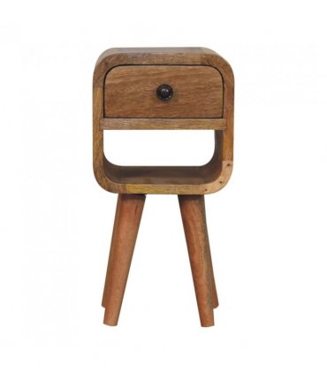 Artisan Furniture Solid Wood Extra Mini Oak-ish Curve Lower Bedside, Beige, 1Drawer
