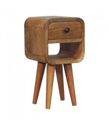 Artisan Furniture Solid Wood Extra Mini Oak-ish Curve Lower Bedside, Beige, 1Drawer