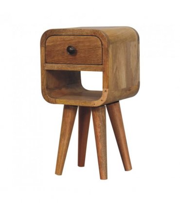 Artisan Furniture Solid Wood Extra Mini Oak-ish Curve Lower Bedside, Beige, 1Drawer