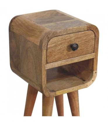 Artisan Furniture Solid Wood Extra Mini Oak-ish Curve Lower Bedside, Beige, 1Drawer