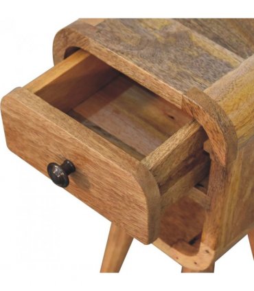 Artisan Furniture Solid Wood Extra Mini Oak-ish Curve Lower Bedside, Beige, 1Drawer