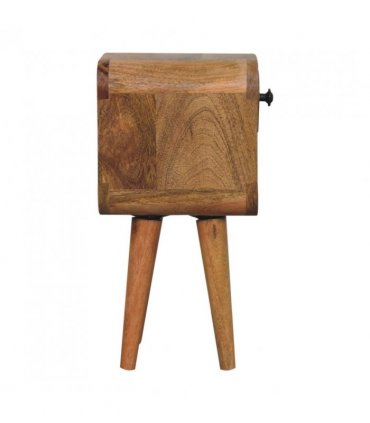Artisan Furniture Solid Wood Extra Mini Oak-ish Curve Lower Bedside, Beige, 1Drawer