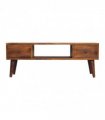 Artisan Furniture Solid Wood Classic Chestnut Coffee Table, 2 Drawers, 1 Open Slot, Dark Brown