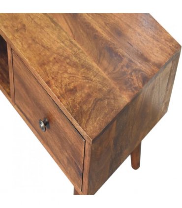Artisan Furniture Solid Wood Classic Chestnut Coffee Table, 2 Drawers, 1 Open Slot, Dark Brown