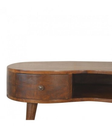 Artisan Furniture Solid Wood Chestnut Wave Coffee Table, 1 Drawer & 1 Shelf, Brown