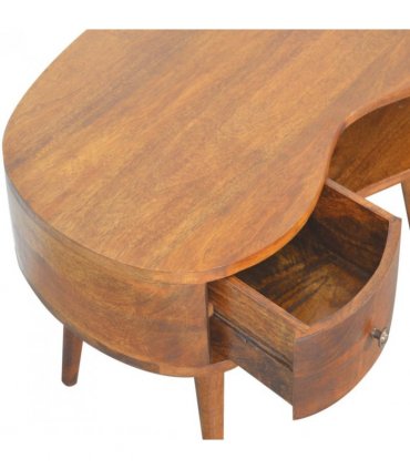 Artisan Furniture Solid Wood Chestnut Wave Coffee Table, 1 Drawer & 1 Shelf, Brown