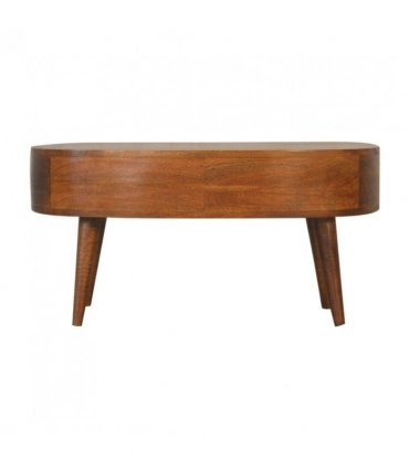 Artisan Furniture Solid Wood Chestnut Wave Coffee Table, 1 Drawer & 1 Shelf, Brown