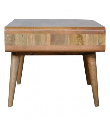 Artisan Furniture Solid Wood Curved Oak-ish Coffee Table, Beige, 2Drawers