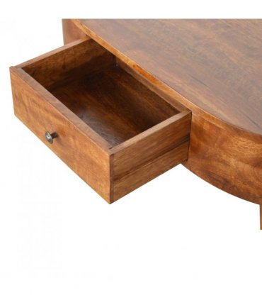 Artisan Furniture Solid Wood Chestnut Rounded Coffee Table, 2 Drawers, Dark Brown