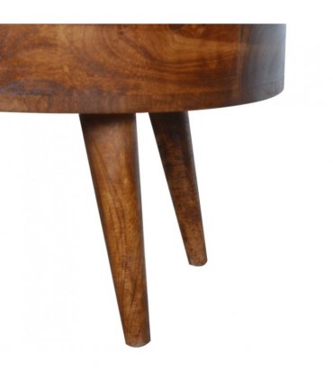 Artisan Furniture Solid Wood Chestnut Rounded Coffee Table, 2 Drawers, Dark Brown