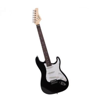 GST Rosewood Fingerboard Electric GuitarBagShoulder Strap Pick Whammy Bar Cord Wrench Tool Black & White