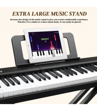 GPP-101 88 Key Full Size Semi-Weighted Standard Keyboards Digital Piano with MIDI Bluetooth, Headphone for Piano Lover Black color