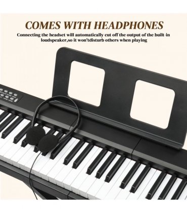 GPP-101 88 Key Full Size Semi-Weighted Standard Keyboards Digital Piano with MIDI Bluetooth, Headphone for Piano Lover Black color
