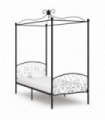 Canopy Bed Frame Black Metal 100x200 cm