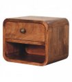 Artisan Furniture Solid Wood Mini Honey Caramel Wall Mounted Bedside with Open Slot, 1 Drawer, Dark Brown