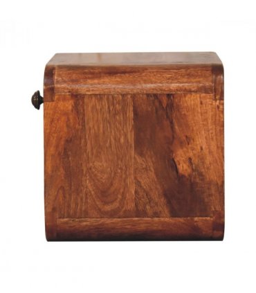 Artisan Furniture Solid Wood Mini Honey Caramel Wall Mounted Bedside with Open Slot, 1 Drawer, Dark Brown