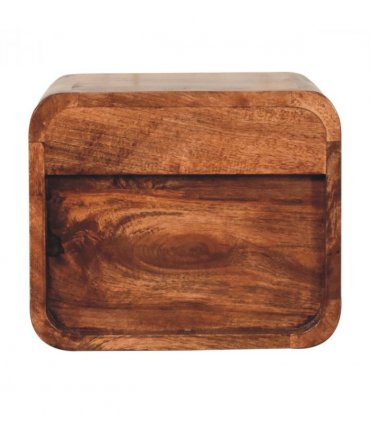 Artisan Furniture Solid Wood Mini Honey Caramel Wall Mounted Bedside with Open Slot, 1 Drawer, Dark Brown