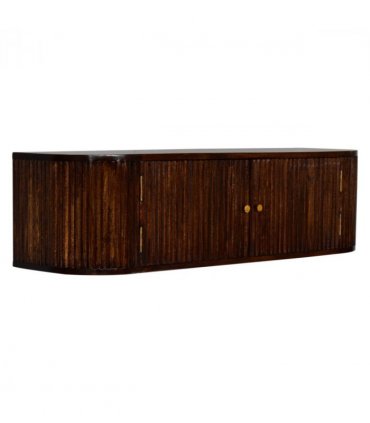 Artisan Furniture Solid Wood Chunky Chestnut Wall Mounted Console, 2 Doors, Dark Brown