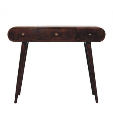 Artisan Furniture Solid Wood California Walnut Dressing Table with Foldable Mirror, 2 Drawers, 4 Slots with Mirror, Dark Brown