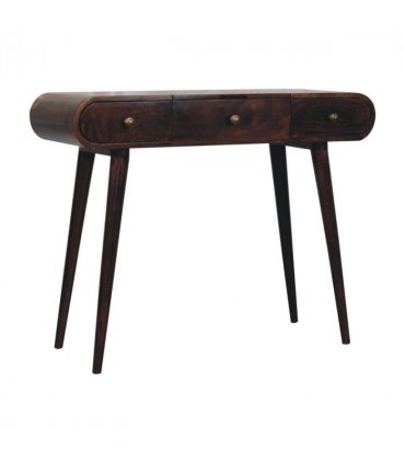 Artisan Furniture Solid Wood California Walnut Dressing Table with Foldable Mirror, 2 Drawers, 4 Slots with Mirror, Dark Brown