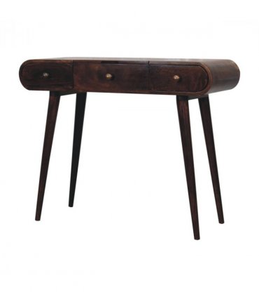 Artisan Furniture Solid Wood California Walnut Dressing Table with Foldable Mirror, 2 Drawers, 4 Slots with Mirror, Dark Brown