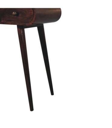 Artisan Furniture Solid Wood California Walnut Dressing Table with Foldable Mirror, 2 Drawers, 4 Slots with Mirror, Dark Brown