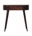 Artisan Furniture Solid Wood California Walnut Rounded Small Console Table, 1 Drawer, Dark Brown Color