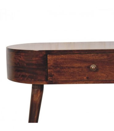 Artisan Furniture Solid Wood California Walnut Rounded Small Console Table, 1 Drawer, Dark Brown Color