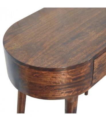 Artisan Furniture Solid Wood California Walnut Rounded Small Console Table, 1 Drawer, Dark Brown Color