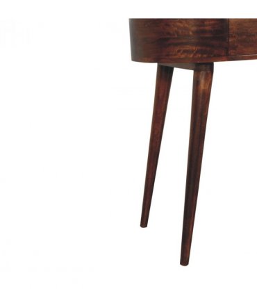 Artisan Furniture Solid Wood California Walnut Rounded Small Console Table, 1 Drawer, Dark Brown Color