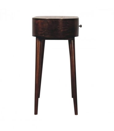 Artisan Furniture Solid Wood California Walnut Rounded Small Console Table, 1 Drawer, Dark Brown Color