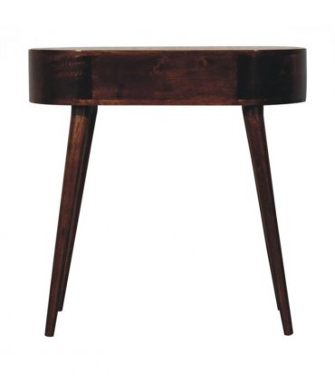 Artisan Furniture Solid Wood California Walnut Rounded Small Console Table, 1 Drawer, Dark Brown Color